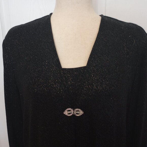 Elegant Black Sparkle Evening Twin Set Blouse sz 12 - Picture 3 of 9